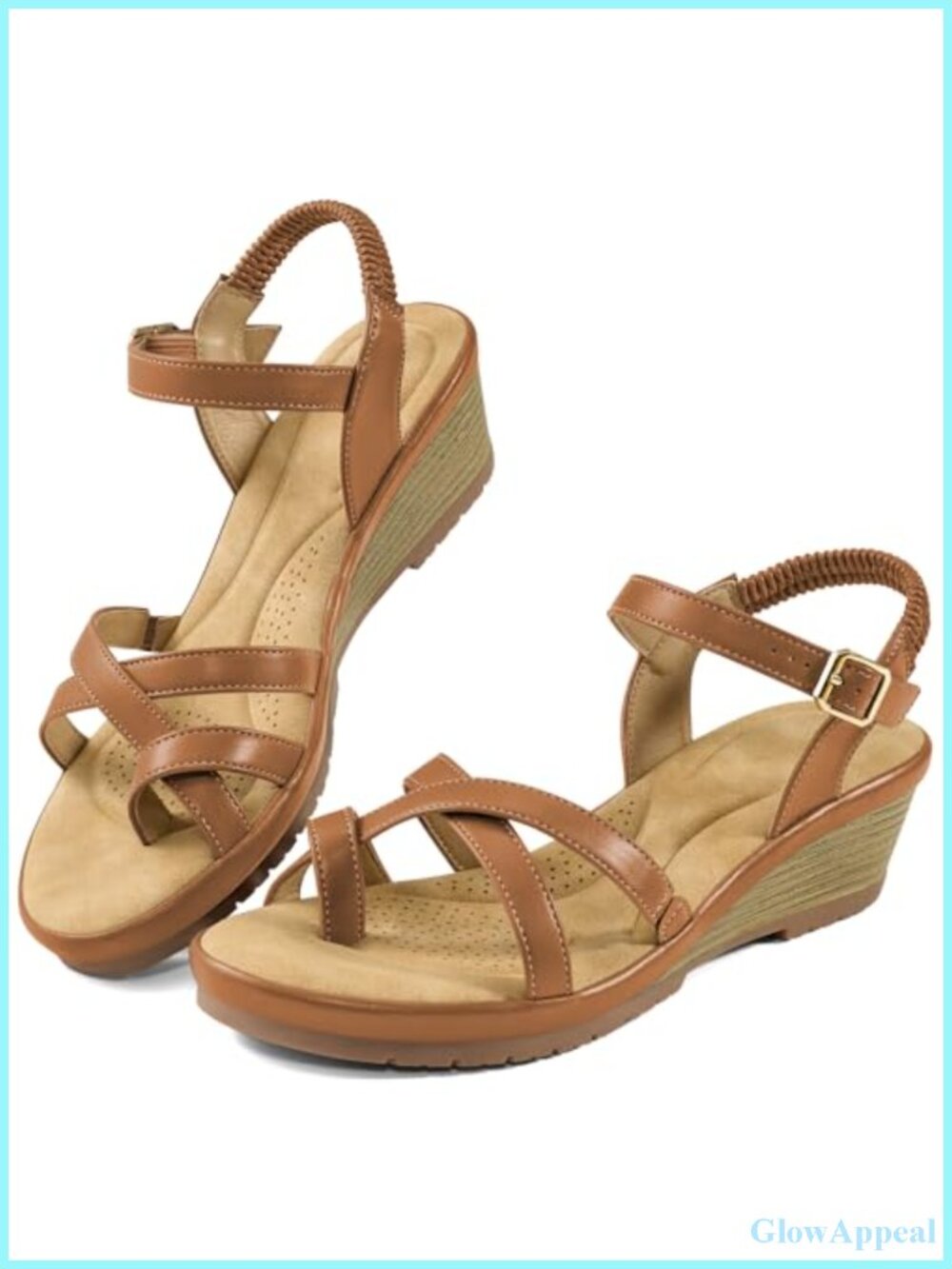Women's Platform Wedge Sandals Faux Leather Split Toe Walking Work Shoes